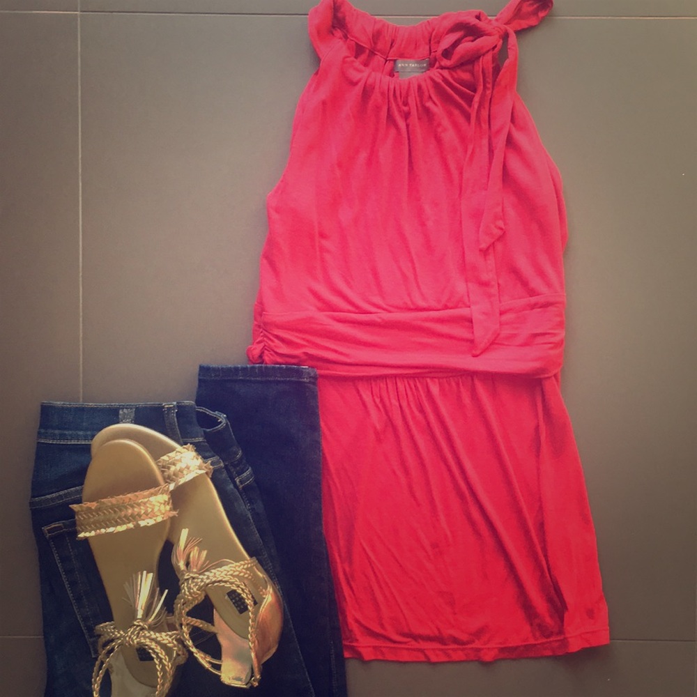 Ann Taylor Cranberry Halter Style Top